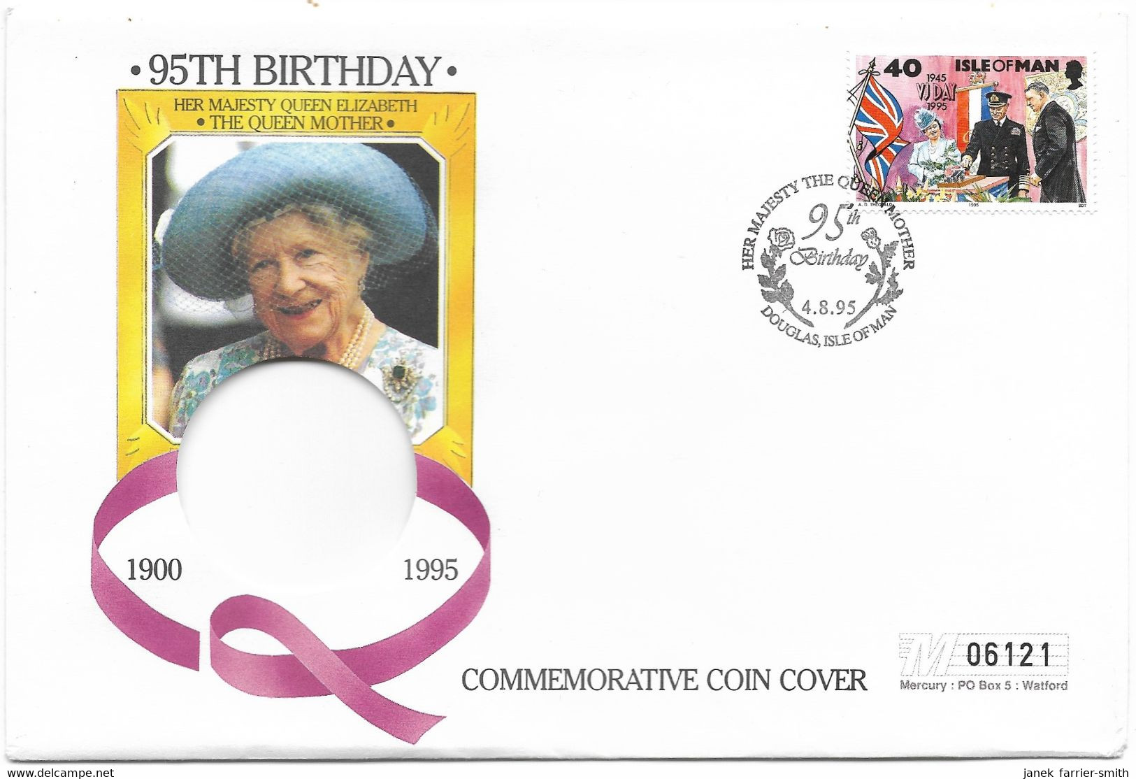 1995 Isle Of Man 1 Crown 95th Birthday Queen Elizabeth The Queen Mother Coin Cover - Isle Of Man