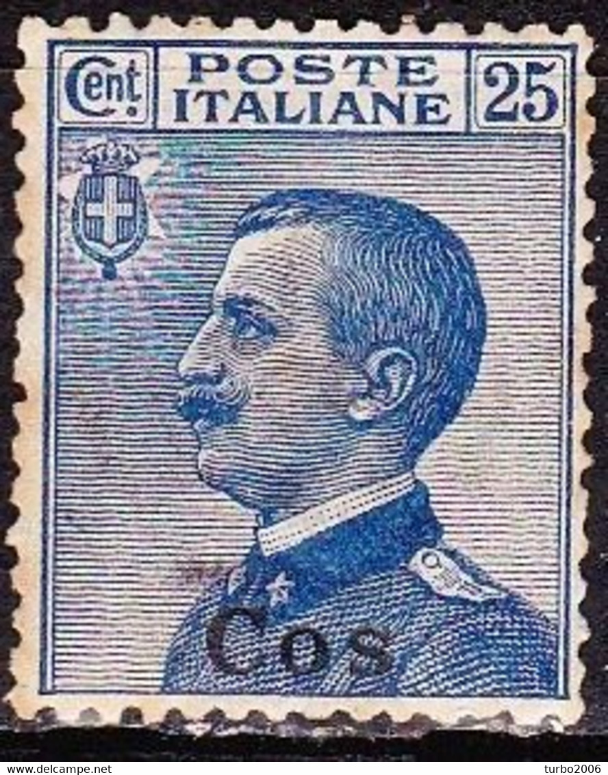 DODECANESE  1912 Overprint COS On Italian 25 Ct. Blue  Vl. 5 MH - Dodekanisos