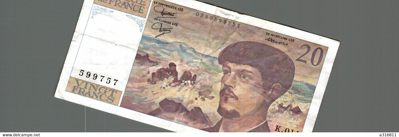 20 F Vingt Francs Debussy France  1983 - - 20 F 1980-1997 ''Debussy''