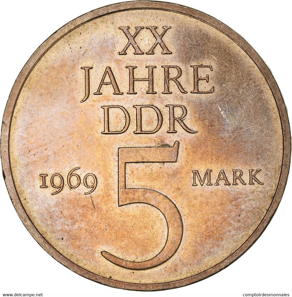 Monnaie, République Démocratique Allemande, 5 Mark, 1969, TTB, Nickel-Bronze - 5 Marcos