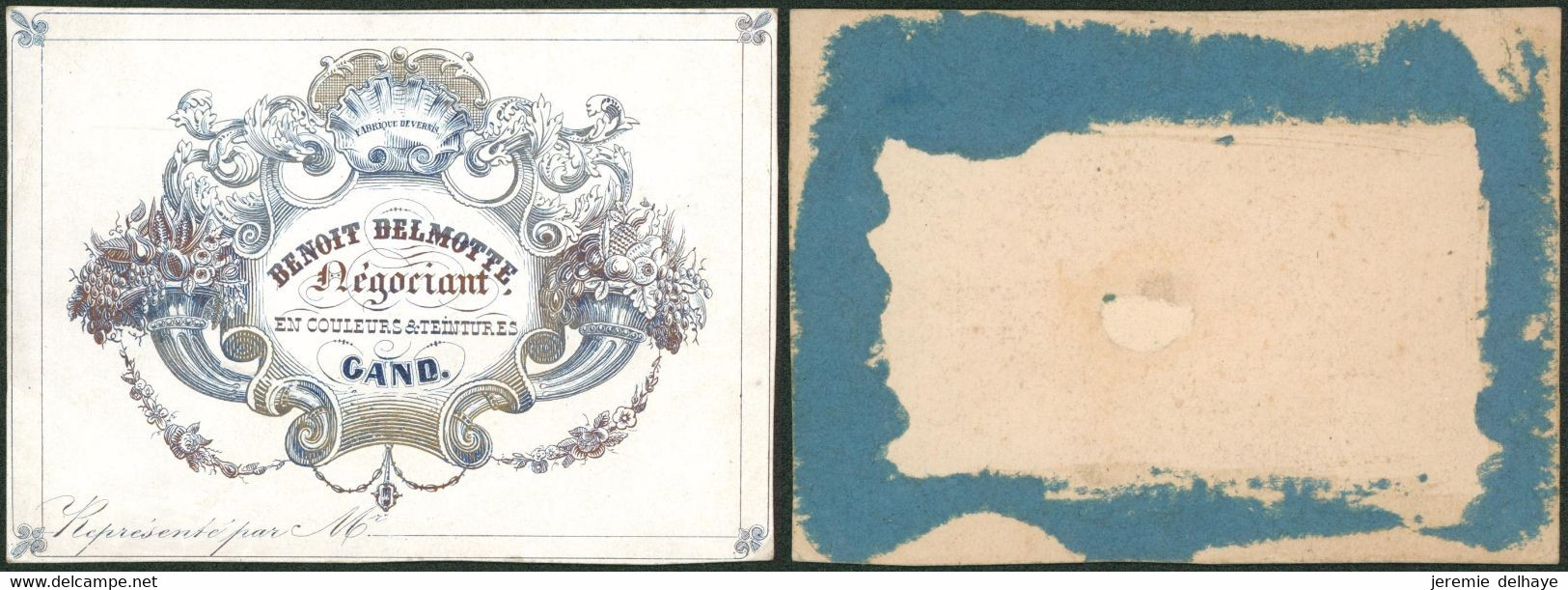 Belgique - Carte En Porcelaine : Gand Benoit DELMOTTE Négociant En Couleurs & Teintures  / 11,5 X 8,5cm, Décollé - Porzellan