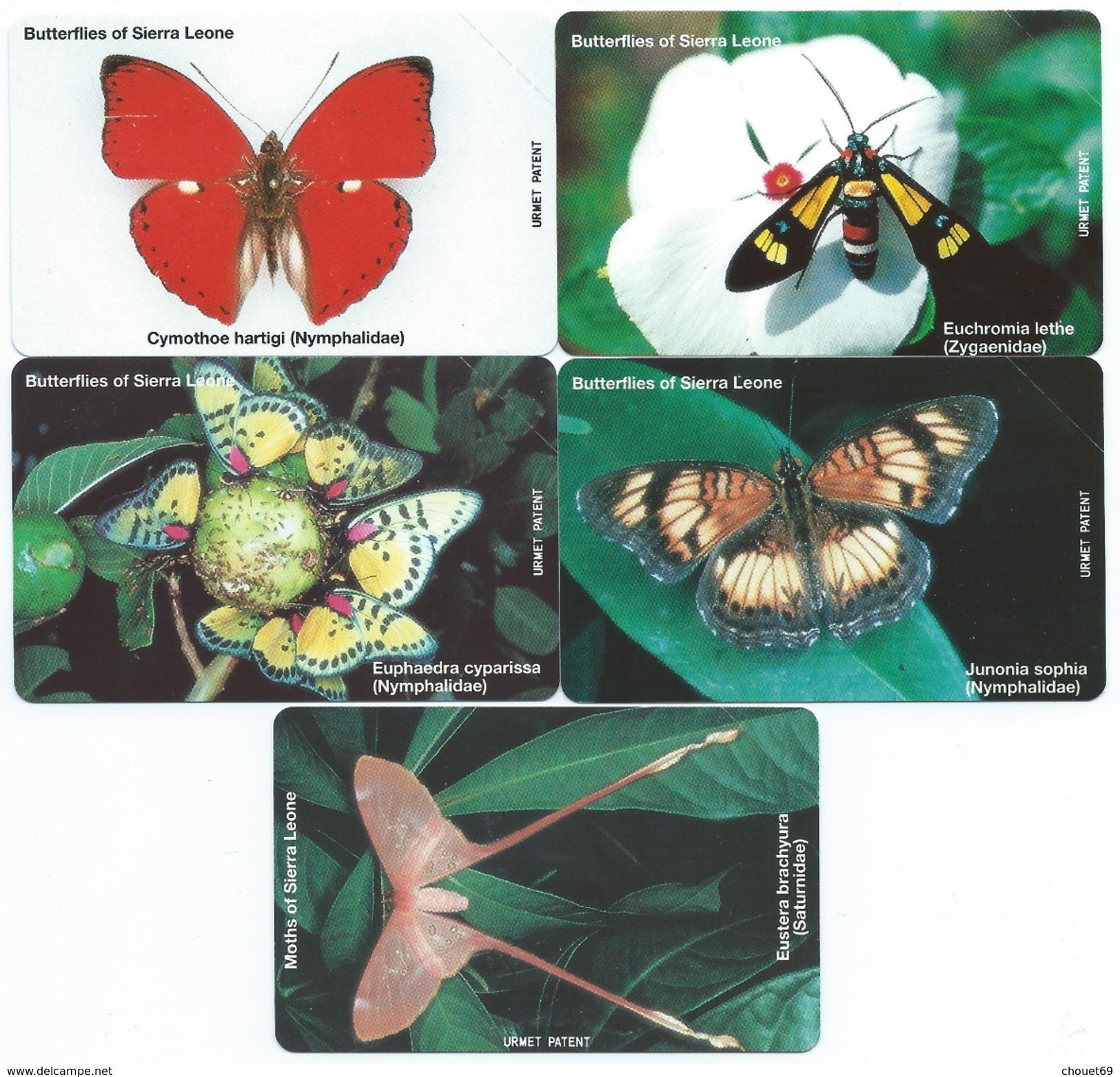 SIERRA LEONE Série Papillons 5 Cartes MINT NEUVE SLNTC URMET Butterfly Butterflies - Sierra Leona