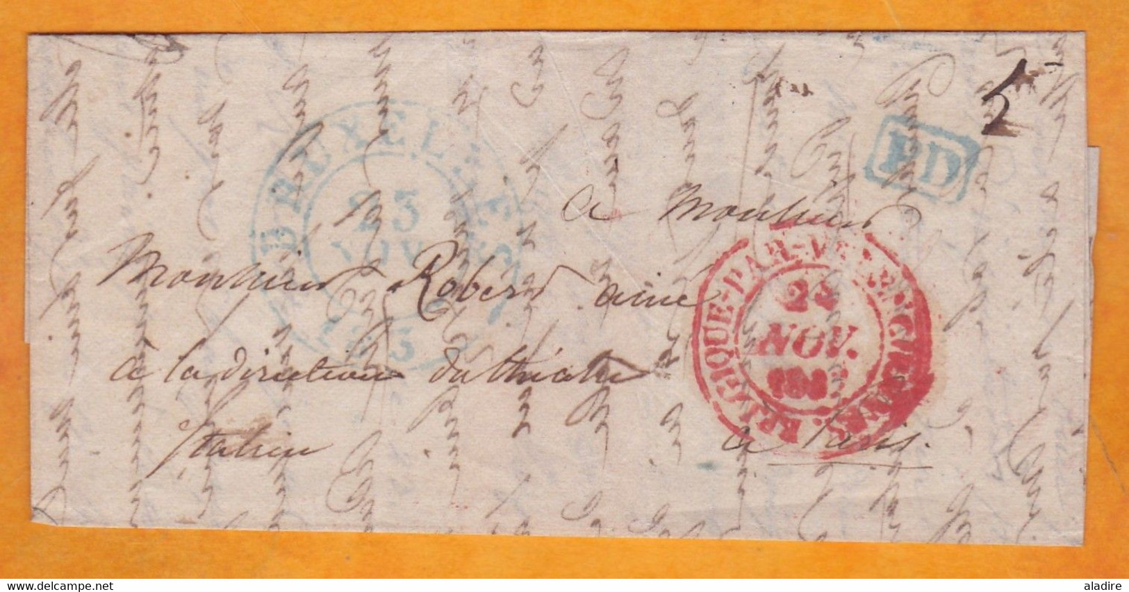 1837 - Lettre Pliée Personnelle En Français De BRUXELLES, Belgique Indépendante Vers PARIS, France - Entrée Valenciennes - 1830-1849 (Belgique Indépendante)