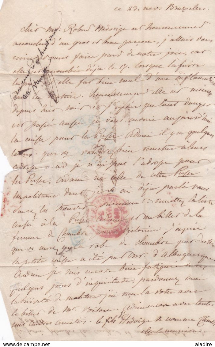 1837 - Lettre pliée personnelle en français de BRUXELLES, Belgique indépendante vers PARIS, France - entrée Valenciennes