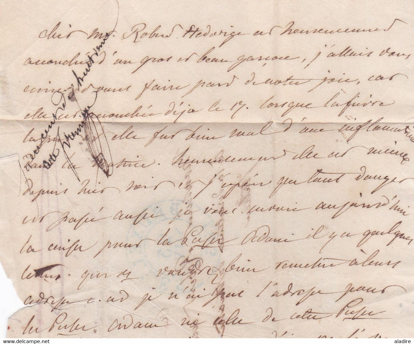 1837 - Lettre pliée personnelle en français de BRUXELLES, Belgique indépendante vers PARIS, France - entrée Valenciennes