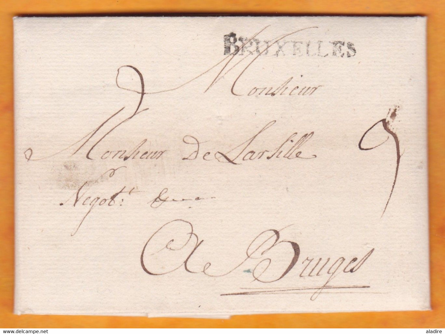 1760 - Lettre Pliée En Français De BRUXELLES, Pays Bas Autrichiens Vers BRUGES Brugge, Flandre - 1714-1794 (Pays-Bas Autrichiens)