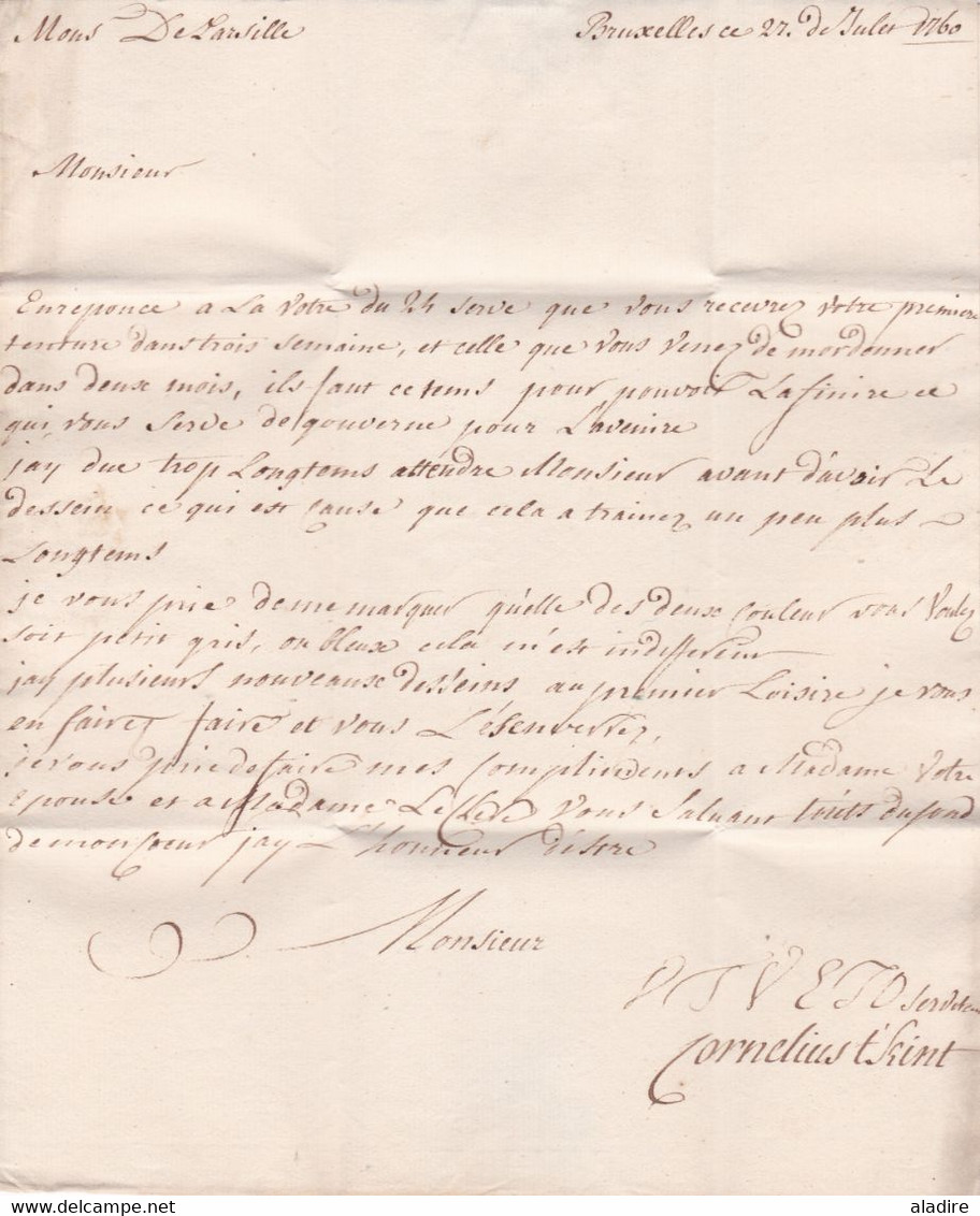 1760 - Lettre Pliée En Français De BRUXELLES, Pays Bas Autrichiens Vers BRUGES Brugge, Flandre - 1714-1794 (Austrian Netherlands)