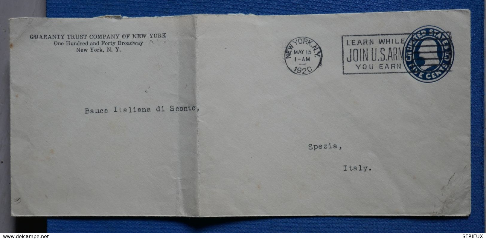 AS2 ETATS UNIS  BELLE LETTRE  1920  NEW YORK POUR SPEZIA ITALY   ++AFFRANCH. PLAISANT - - Brieven En Documenten