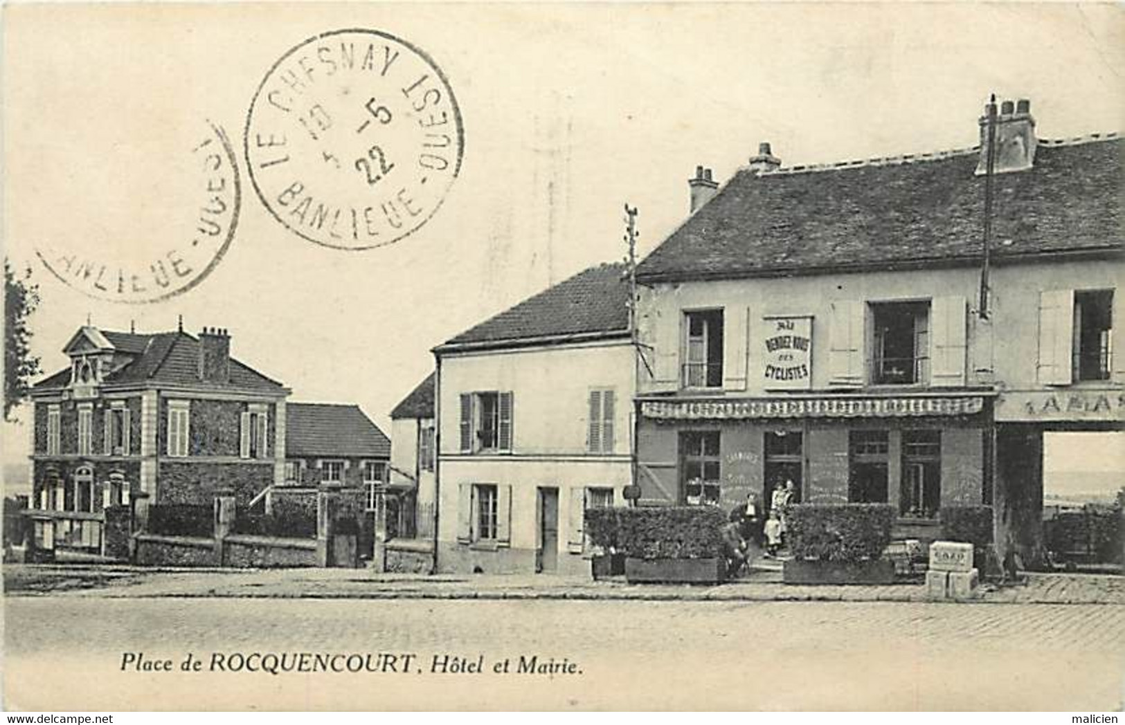 - Dpts Div.-ref-BA400- Yvelines - Rocquencourt - La Place - Hôtel Au Rendez Vous Des Cyclistes - Hôtels - Mairie - - Rocquencourt