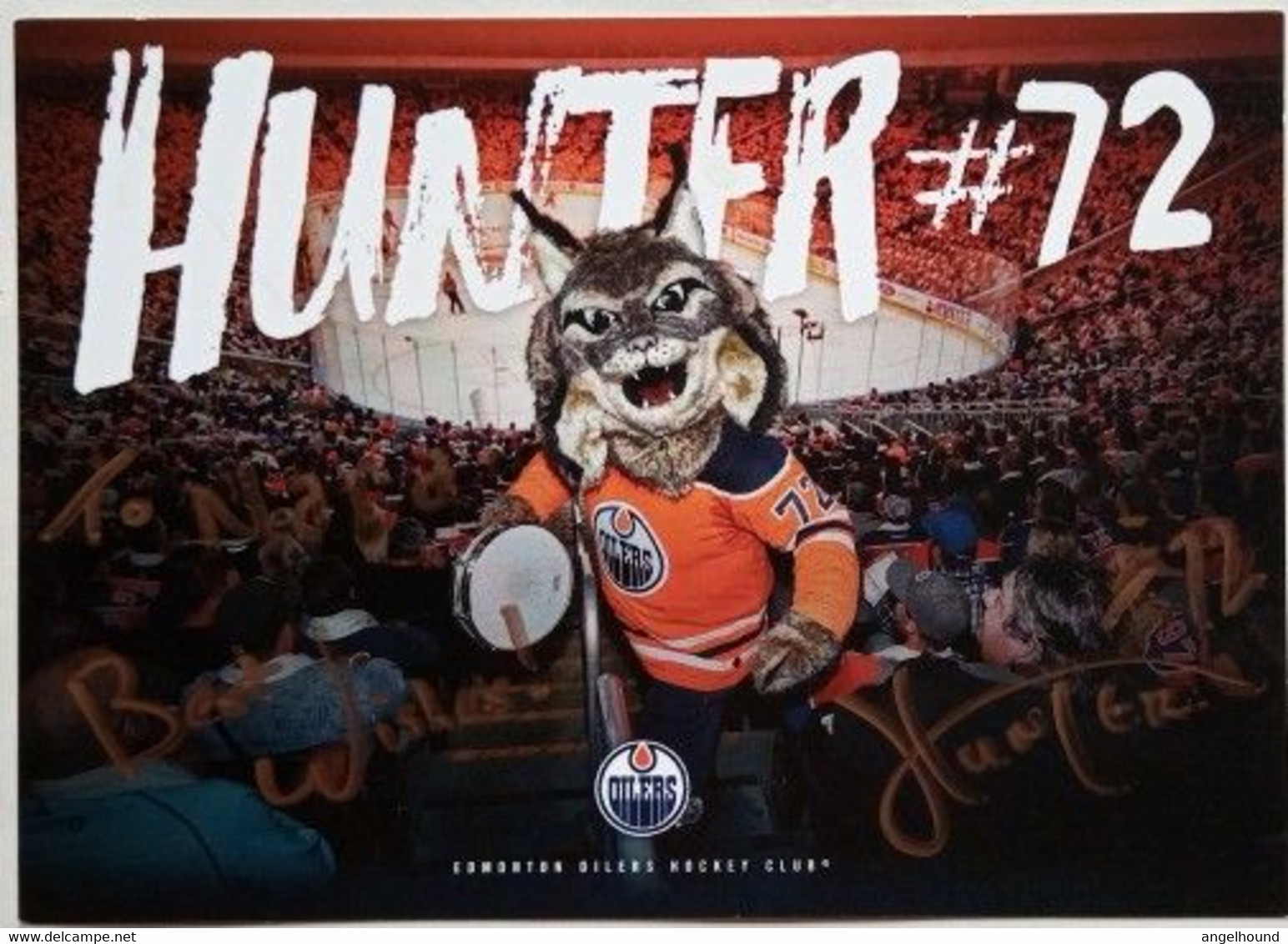 Hunter # 72 The Canadian Lynx ( Mascot Of Edmonton Oilers Hockey Team ) - Autogramme