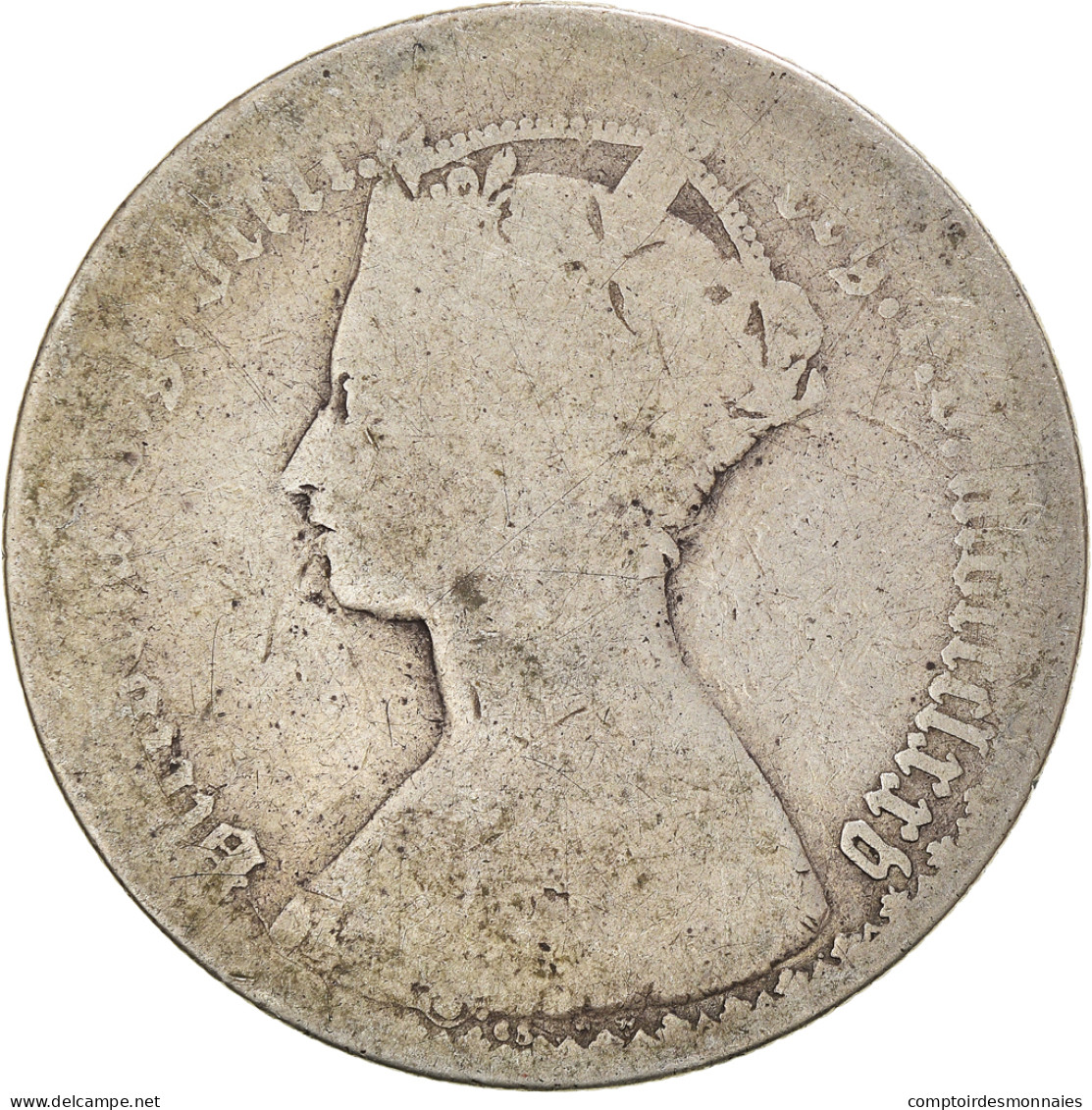 Monnaie, Grande-Bretagne, Victoria, Florin, Two Shillings, 1875, B+, Argent - J. 1 Florin / 2 Shillings