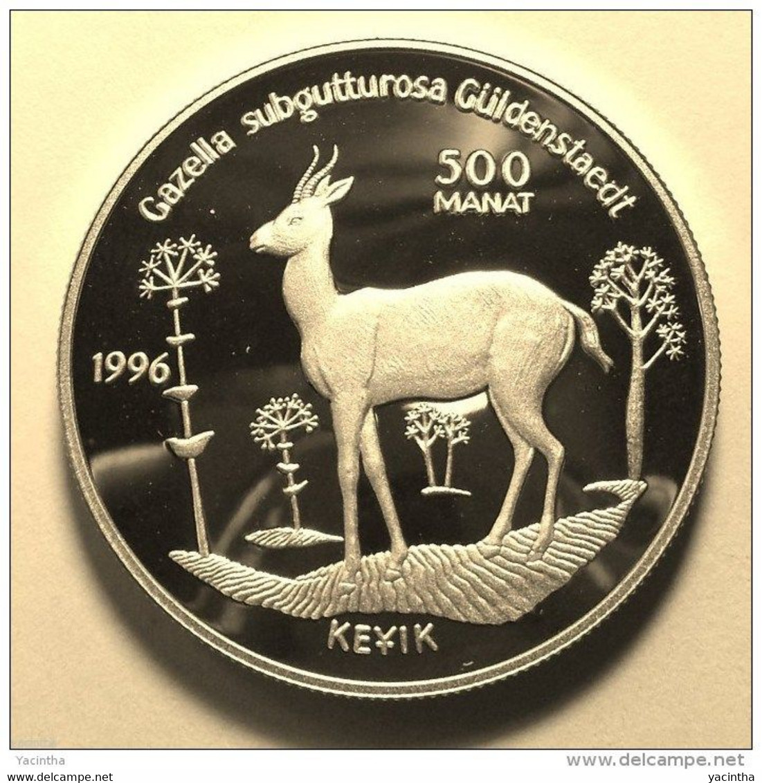 @Y@   Turkmenistan 1996 Goitered Gazelle 500 Manat Silver Coin,Proof - Turkménistan