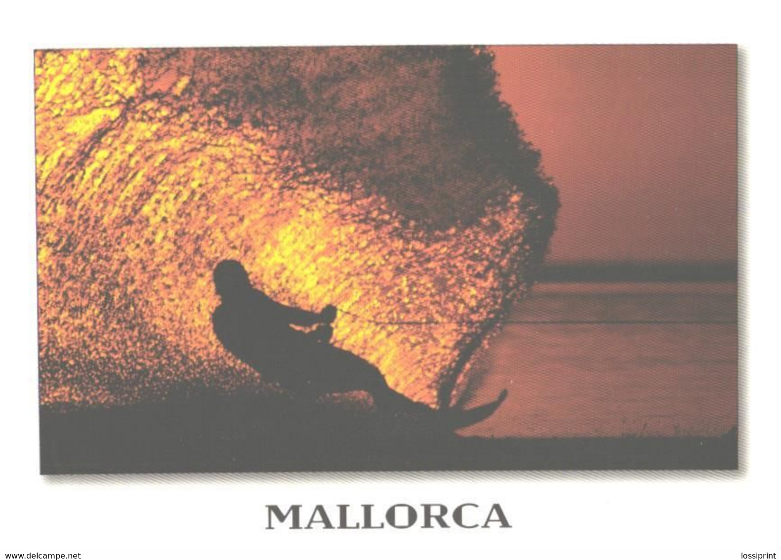 Spain:Mallorca, Waterskier At Sunset - Water-skiing