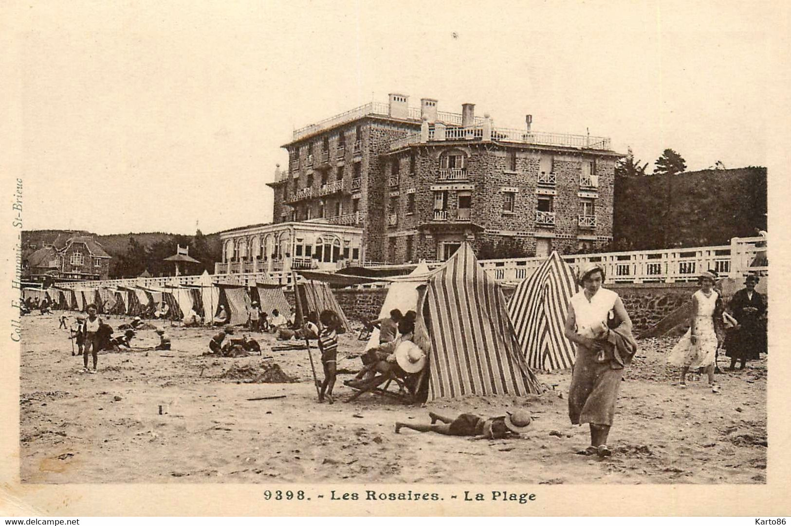 Les Rosaires , Plérin * Hôtel Et La Plage * Tentes De Bain Baigneurs * Environs De St Brieuc - Plérin / Saint-Laurent-de-la-Mer