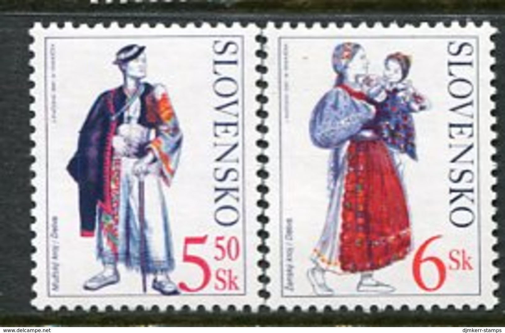 SLOVAKIA 2001 Costumes From Detva MNH / **.  Michel 388-89 - Unused Stamps