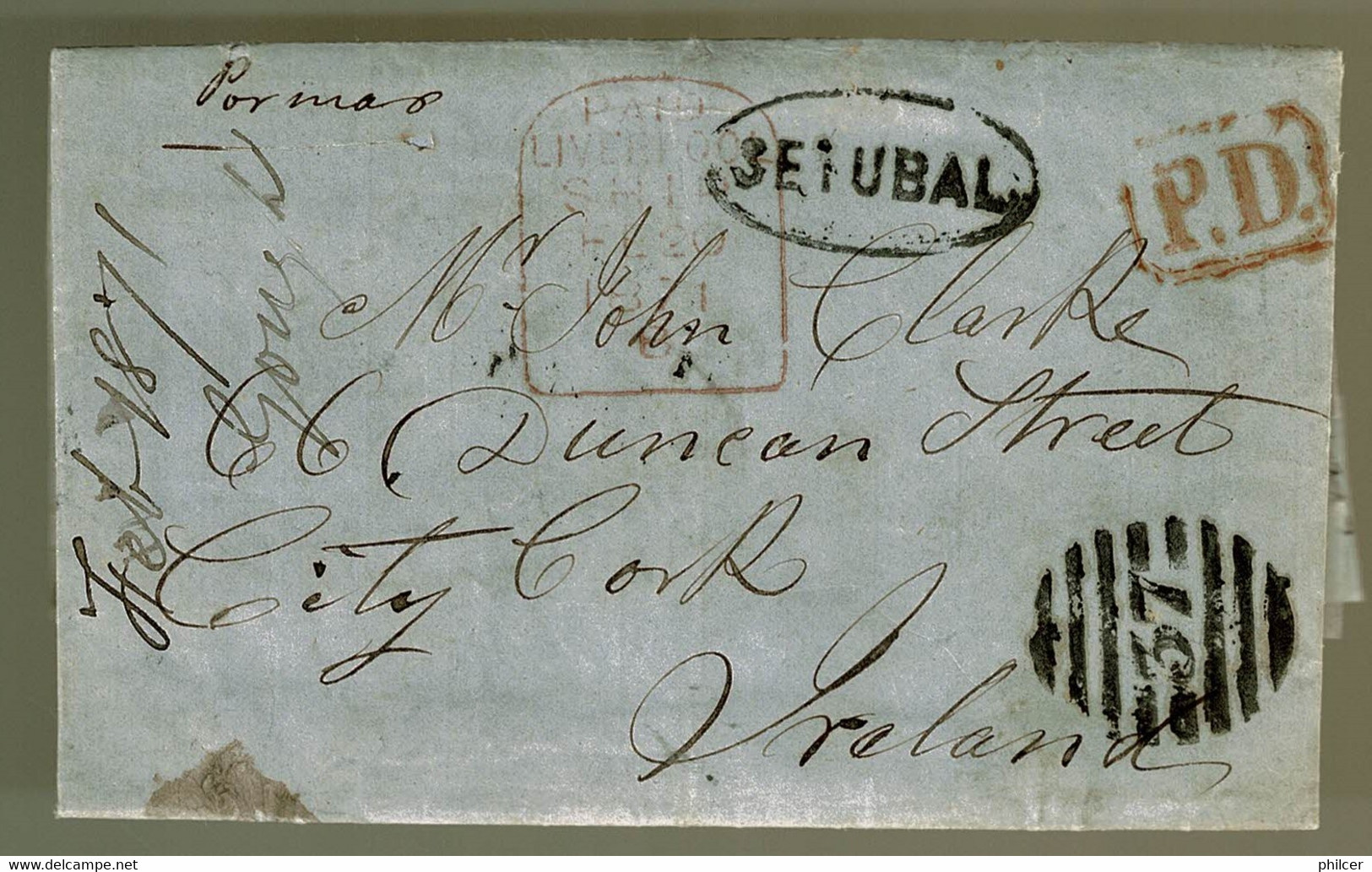 Portugal, 1871, Setúbal-Ireland, Por Mão - ...-1853 Prephilately