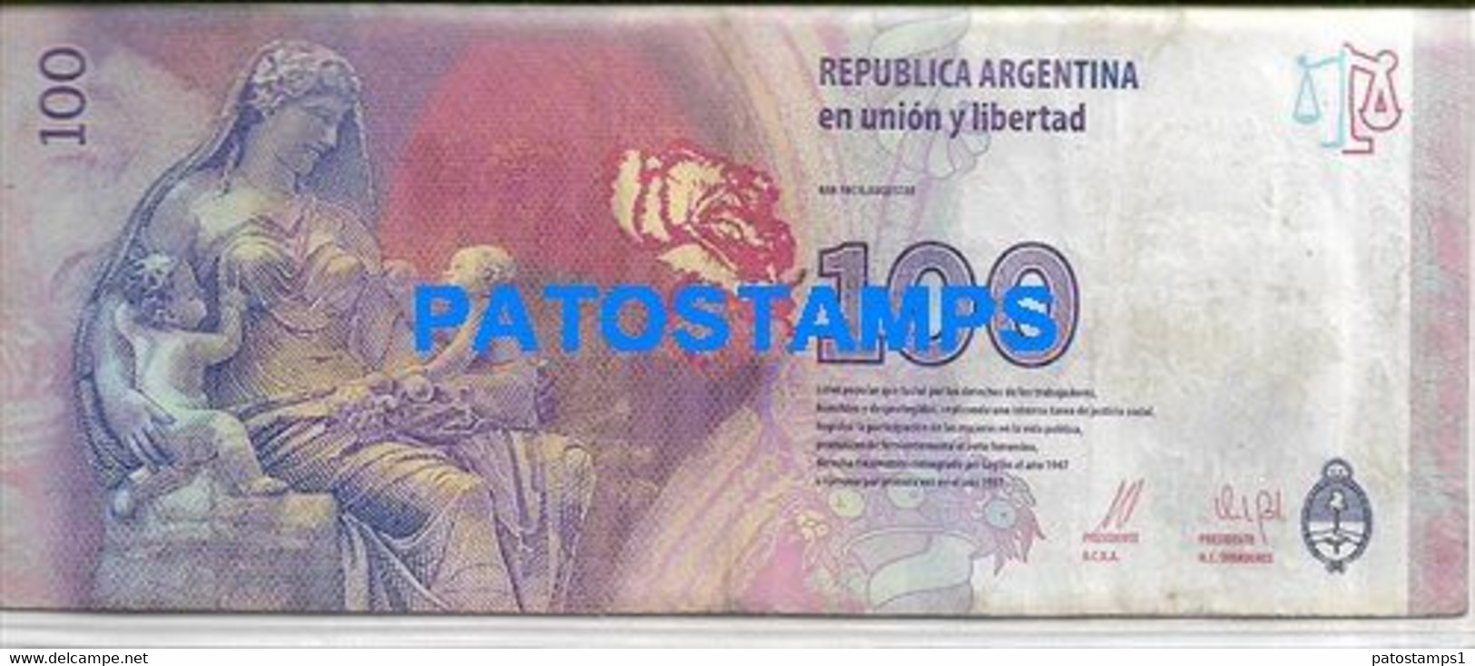 180817 ARGENTINA BILLETE ORIGINAL $ 100 R REPOSICION EVA EVITA PERON NO POSTAL POSTCARD - Sonstige – Amerika