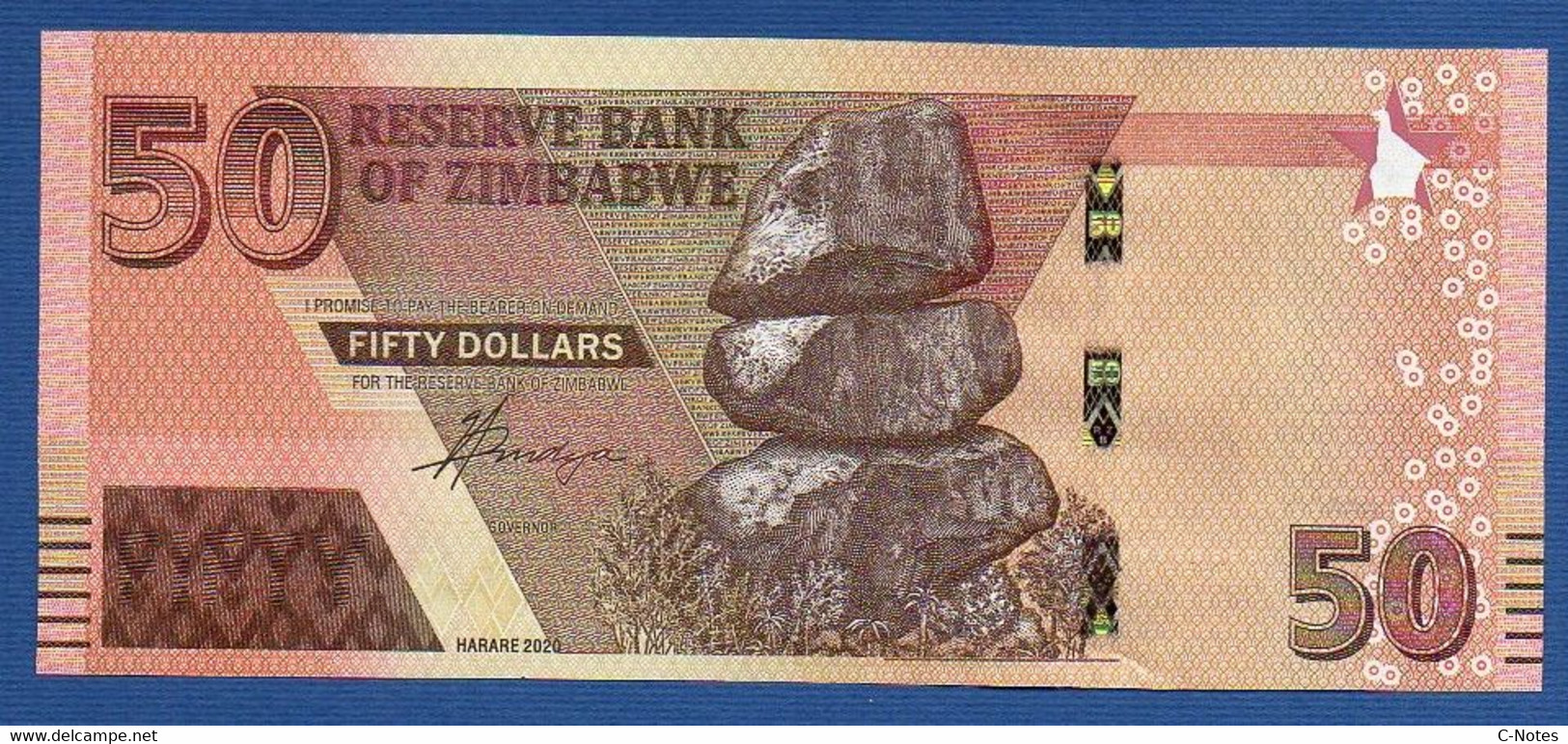 ZIMBABWE - P.105 – 1 X 50 DOLLARS 2020 (2021) UNC, Serie AC8976*** - Zimbabwe