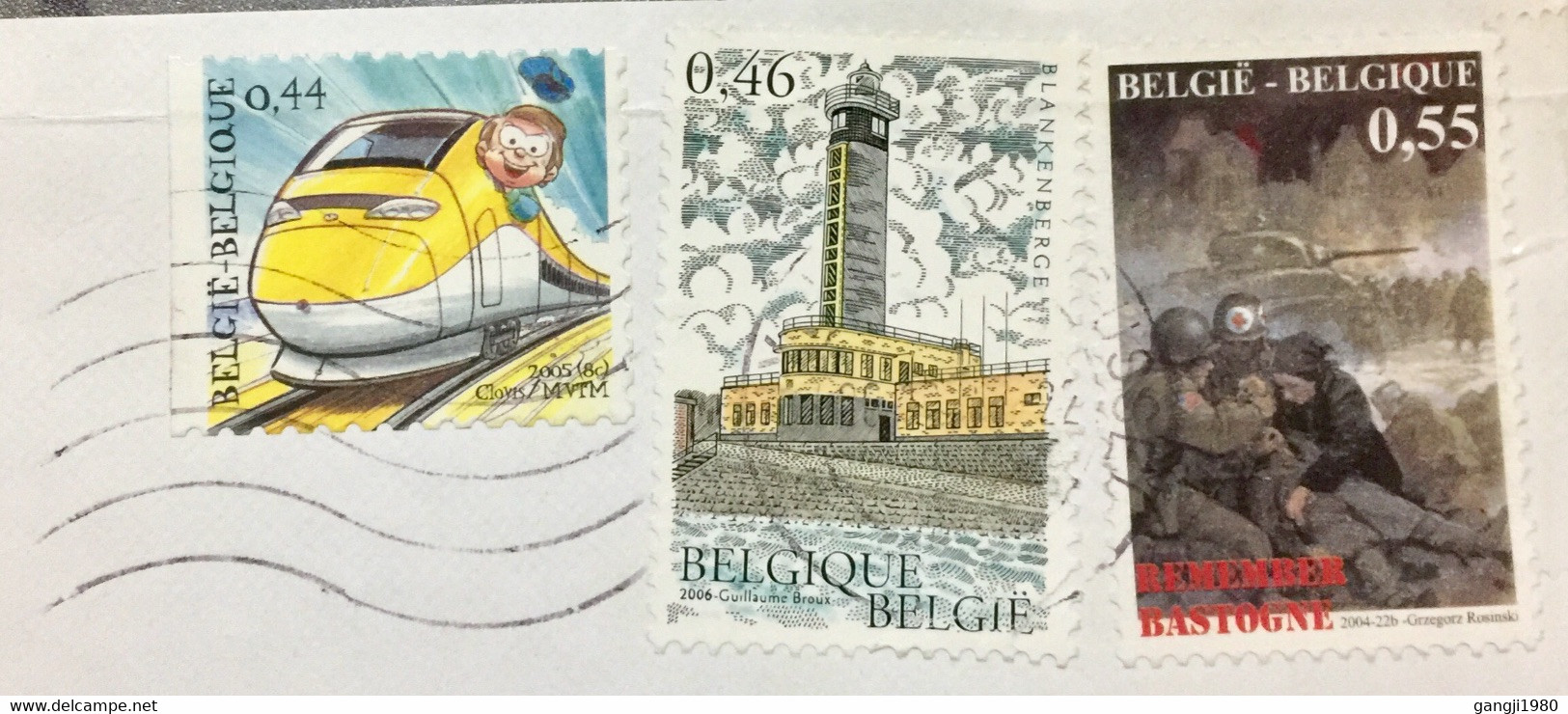 BELGIUM 2017, AIRMAIL USED COVER TO INDIA RAILWAY DRIVER BOY,  HUMOR,BUILDING, TOWER, WAR ,TANK,MILITARY. 2004 - 2006 DI - Cartas & Documentos