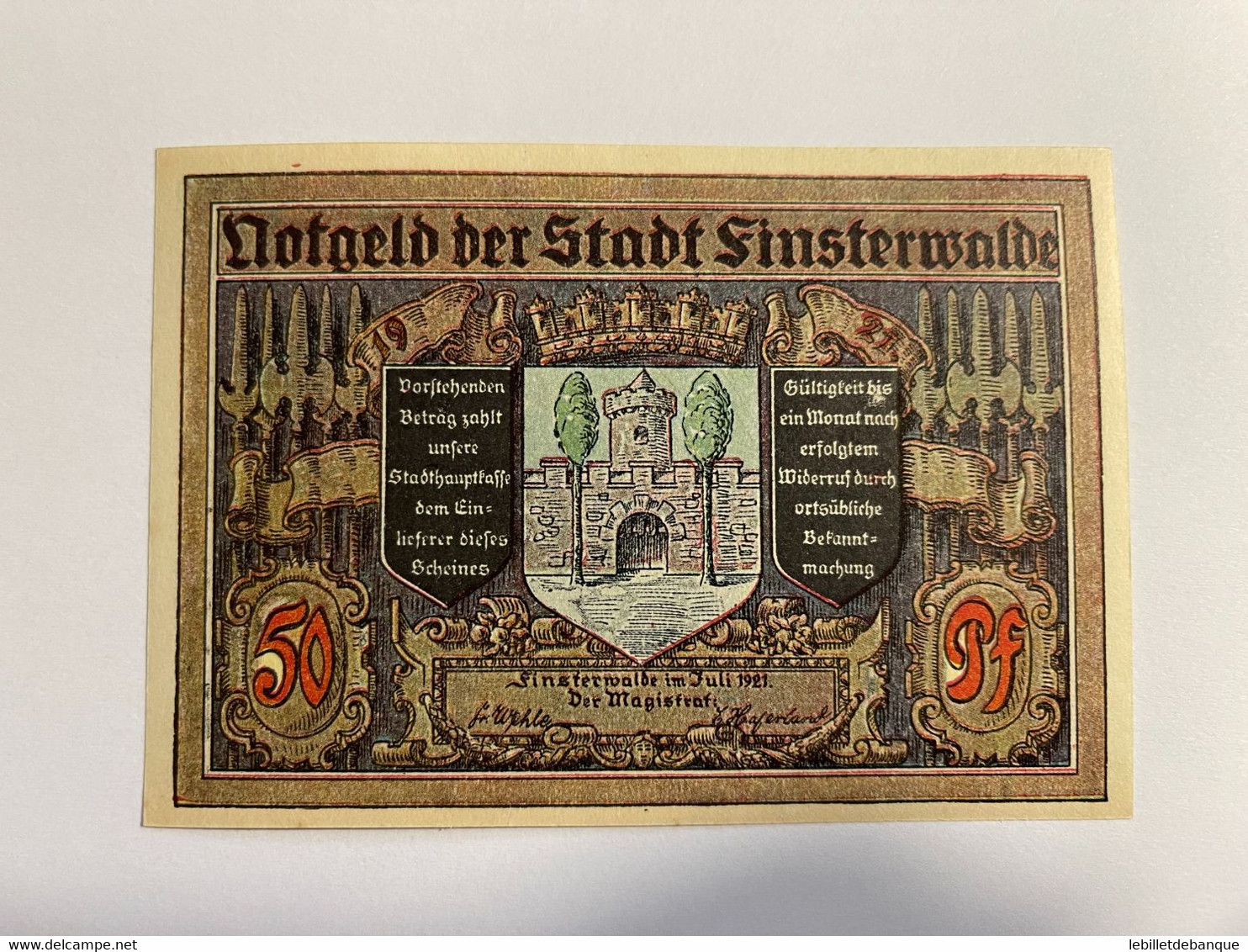 Allemagne Notgeld Finsterwalde 50  Pfennig - Collections