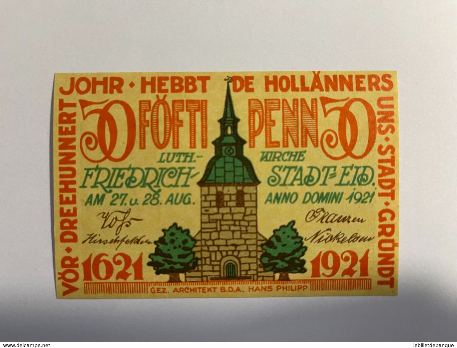 Allemagne Notgeld Friedrichstadt 50 Pfennig - Collections