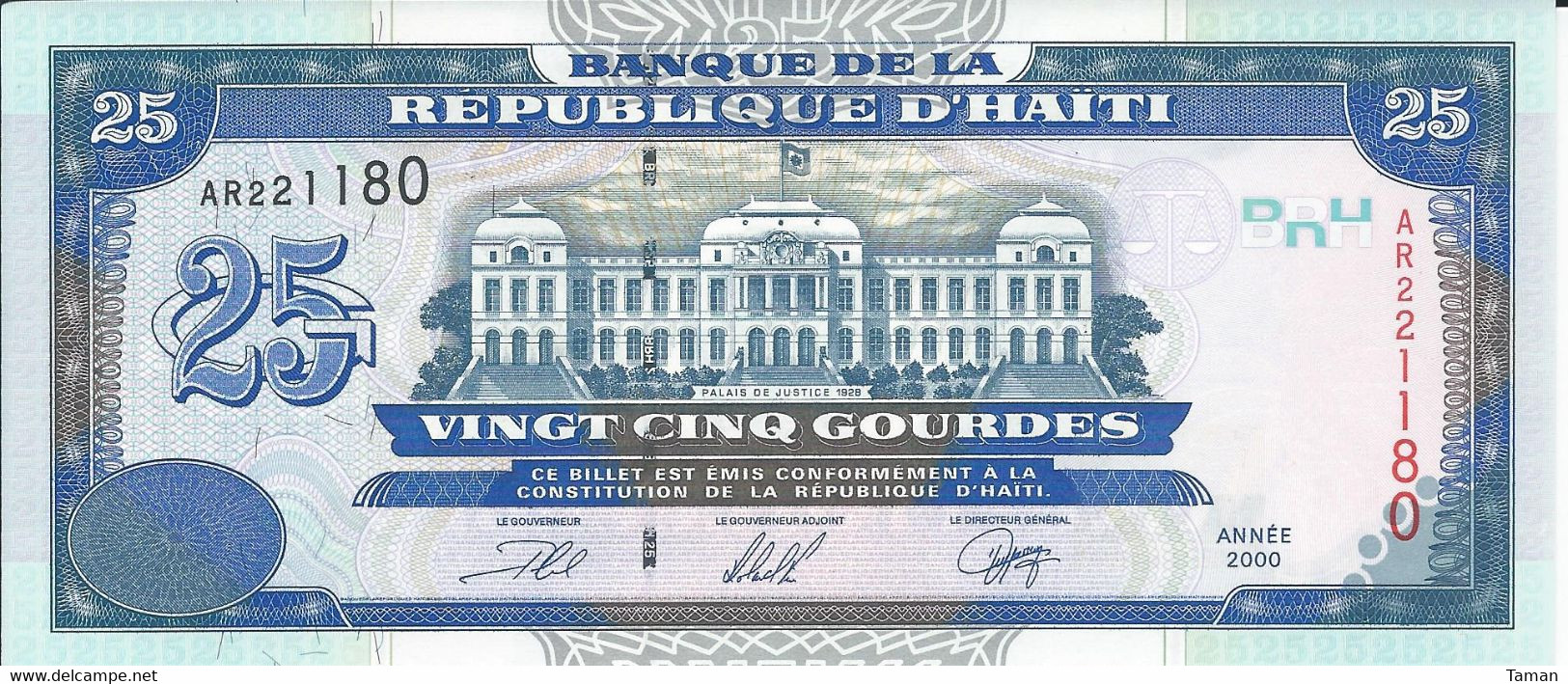 HAITI   -   25  Gourdes   2000     -- UNC -- - Haiti