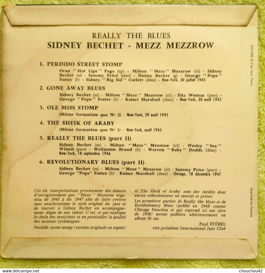 SIDNEY BECHET MEZZ MEZZROW REALLY THE BLUES - Instrumental