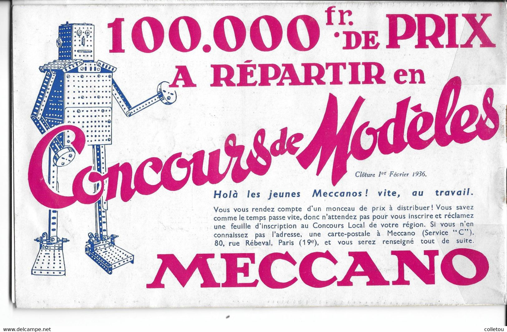 MECCANO.CATALOGUE LES MEILLEURS JOUETS 1935-36. 40 Pages Format 22 X 14 Cm (R068) - Model Making
