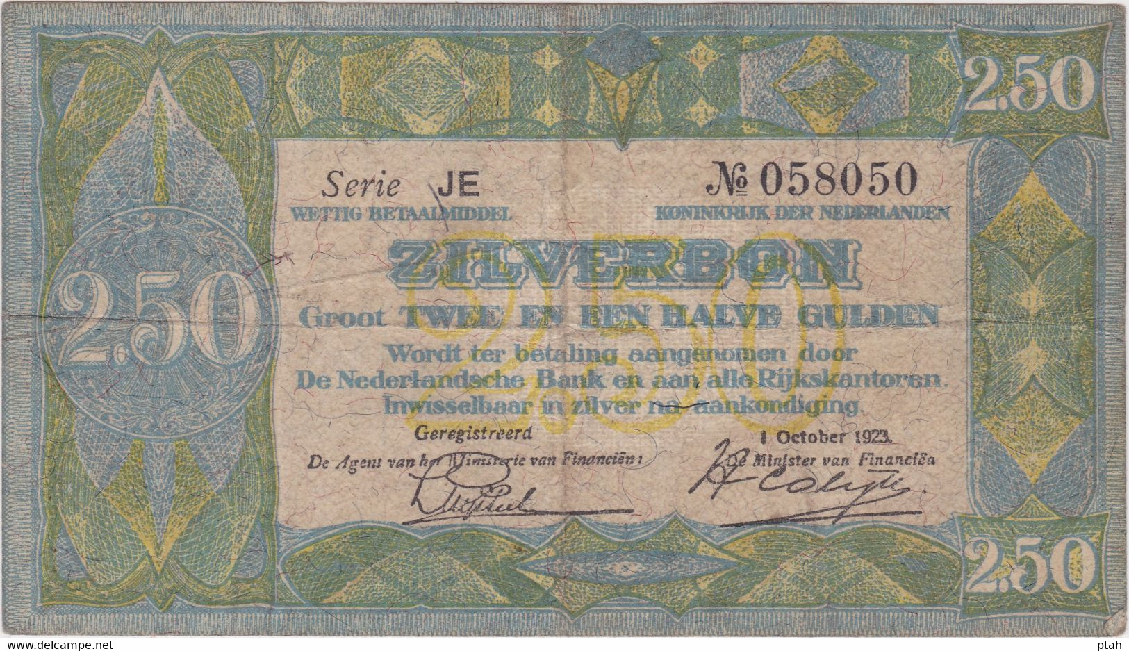 NEDERLAND, 2 1/2 Gulden 1923 - 2 1/2 Florín Holandés (gulden)
