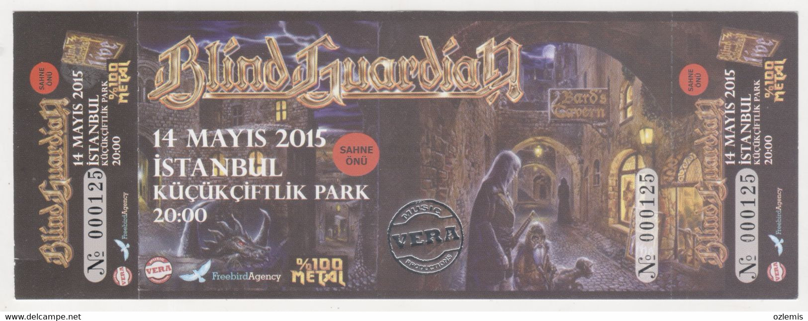 BLIND GUARDIAN TOUR 2015 CONCERT TICKET ISTANBUL TURKEY ROCK POV - Konzertkarten