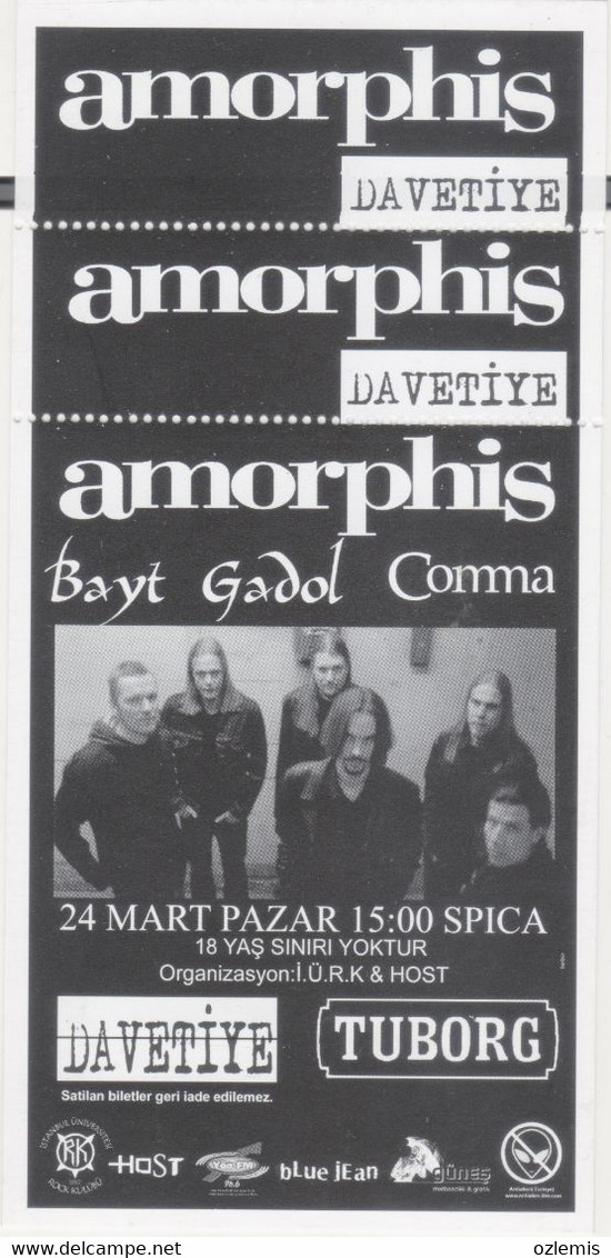 AMORPHİS 2002 CONCERT TICKET ISTANBUL TURKEY ROCK POV - Concerttickets