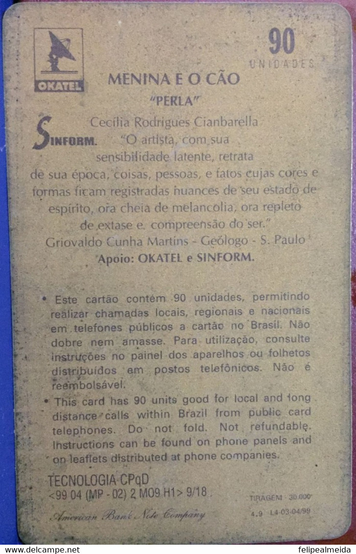 Phone Card Manufactured By Telerj In 1998 - Series Os Modernistas - Painting Perla - Painter Cecília Rodrigues Cianbarel - Pintura