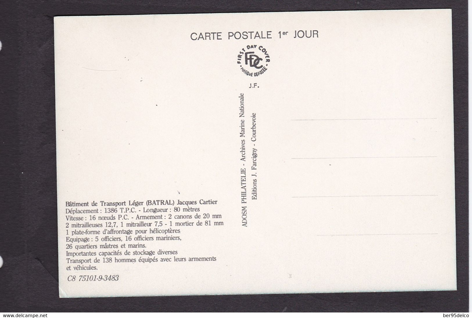 CARTE MAXIMUM 1er JOUR 2/10/1985 BATIMENT De TRANSPORT Léger BATRAL  (Scan Recto Verso) - Maximumkaarten