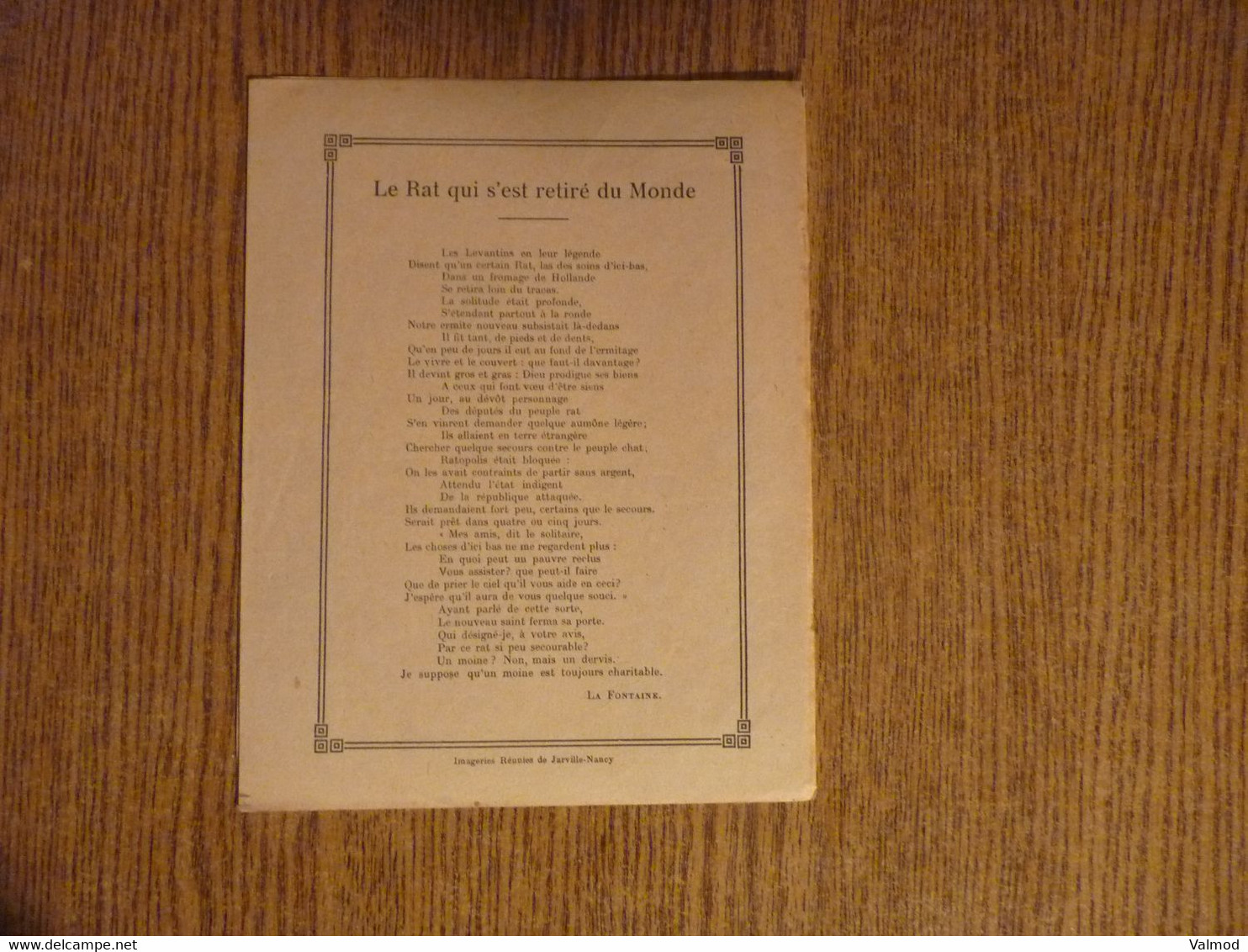 Protège-Cahier/Couverture "Fables De La Fontaine - Le Rat Qui S'est Retiré Du Monde" - Format Plié 22,3x 17,3 Cm Env. - Protège-cahiers