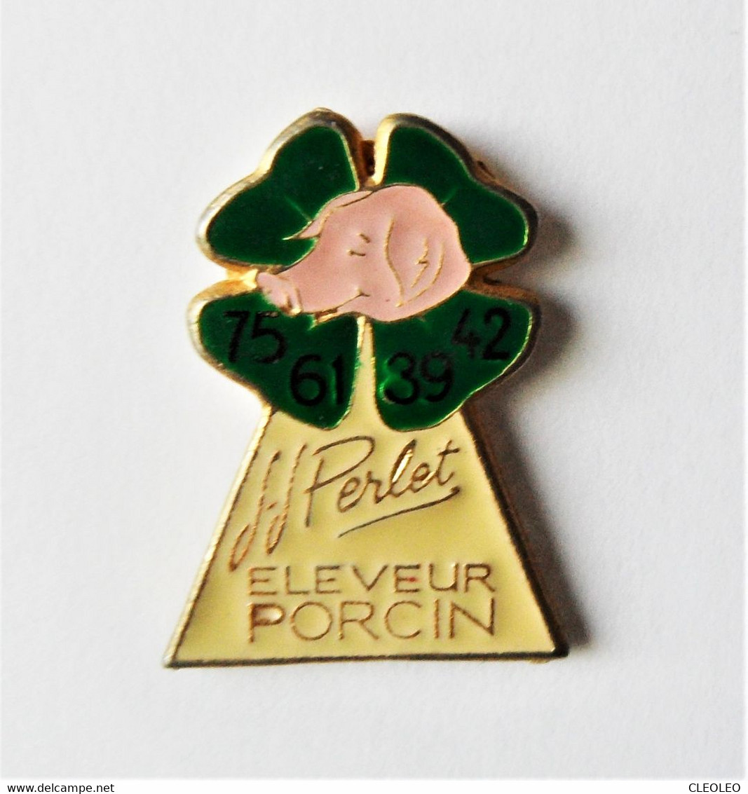 Pin's Cochon Eleveur Porcin J J Perlet -co13 - Other & Unclassified