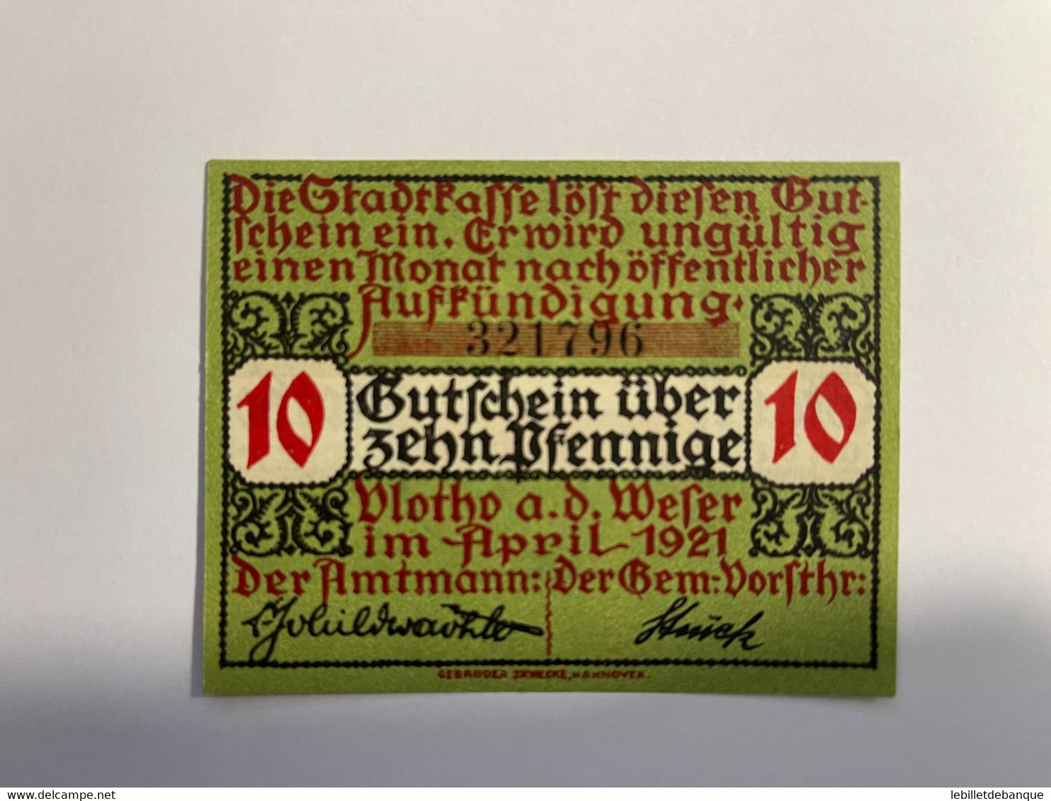 Allemagne Notgeld Blotho 10 Pfennig - Sammlungen