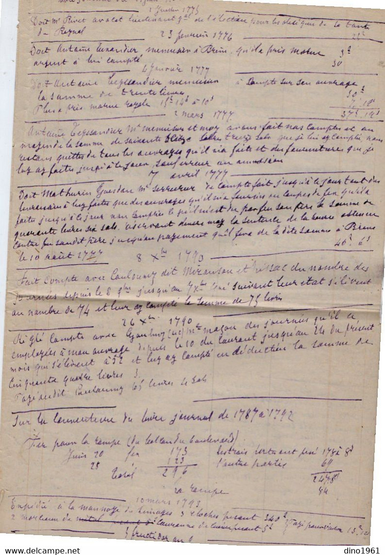 VP19.279 - A partir de 1771 - 4 Documents commerciaux concernant Mr LALANDE à BRIVE