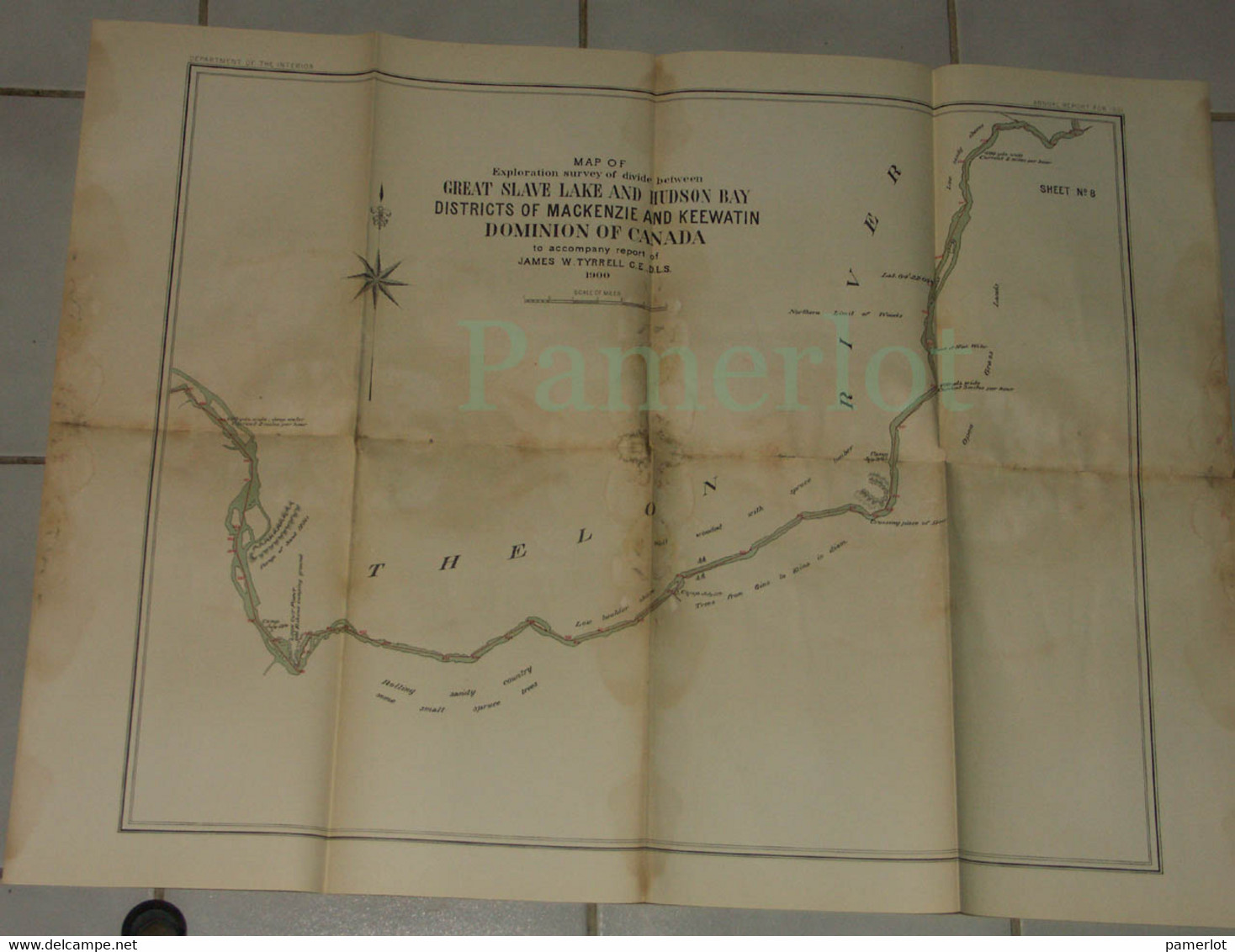 Carte - Map Of Exploration Survey Of Devide Between, Great Slave Lake At Hudson Bay, 1900, 60.5 X 46cm - Autres & Non Classés