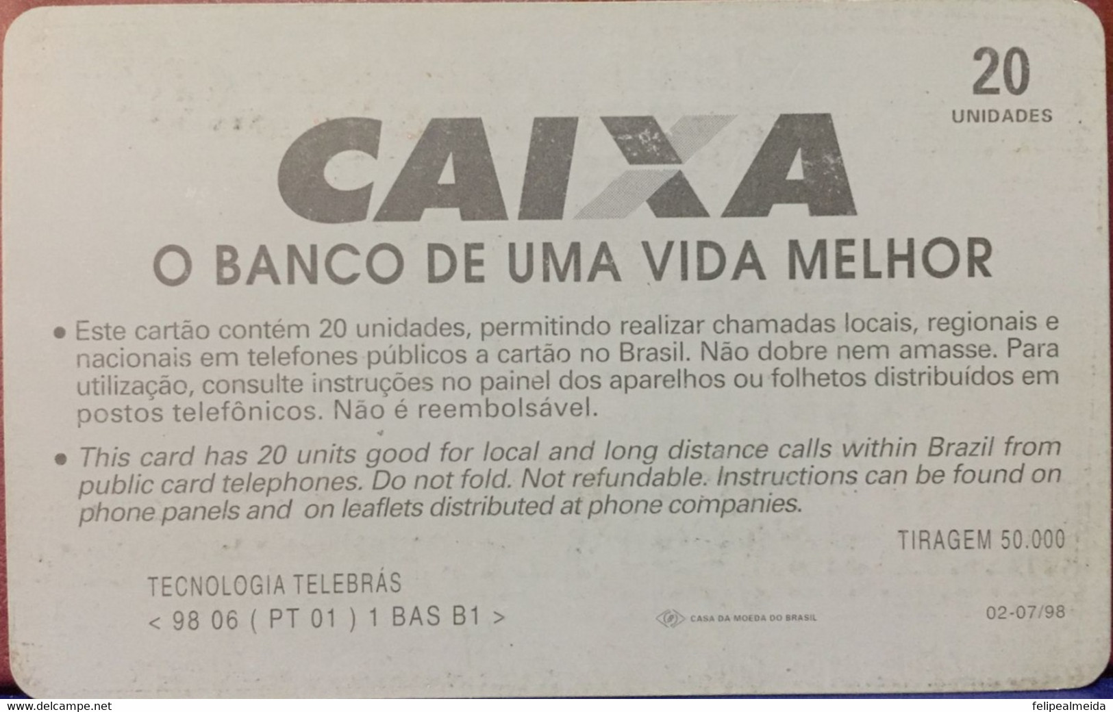 Phone Card Manufactured By Telebras In 1998 - Photo National Shrine Of Our Lady Aparecida - Aparecida - São Paulo - Text - Cultural
