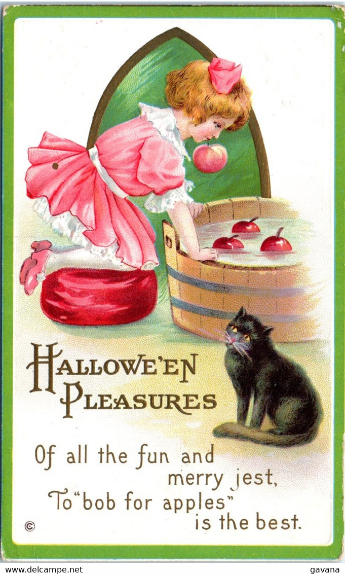 HALLOWEEN Peasures - Of All The Fun And Merry Jest, To "bob Fro Apples" Is The Best - Carte Gaufrée - Halloween