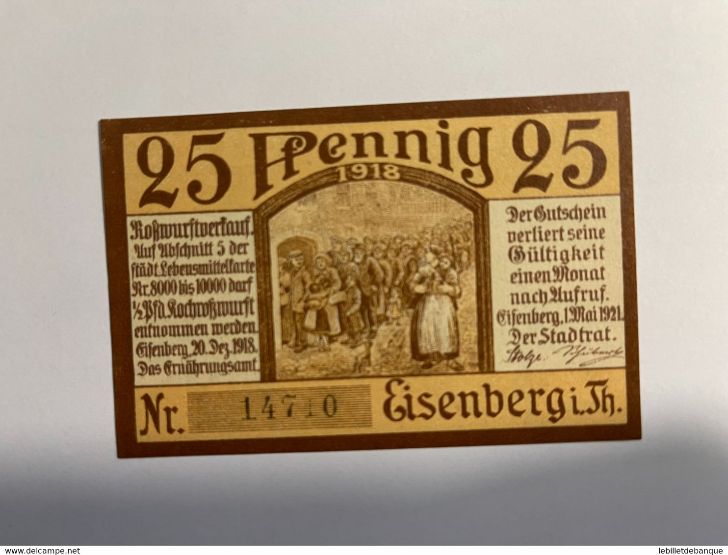 Allemagne Notgeld Eisenberg 25 Pfennig - Collections