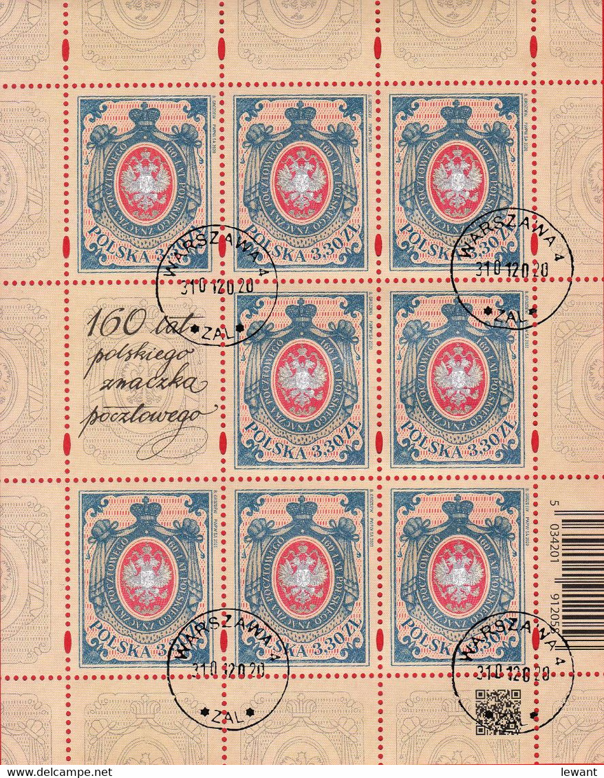 M 2020.01.31. 160 Years Of Polish Postage Stamp - Used Sheet - Oblitérés