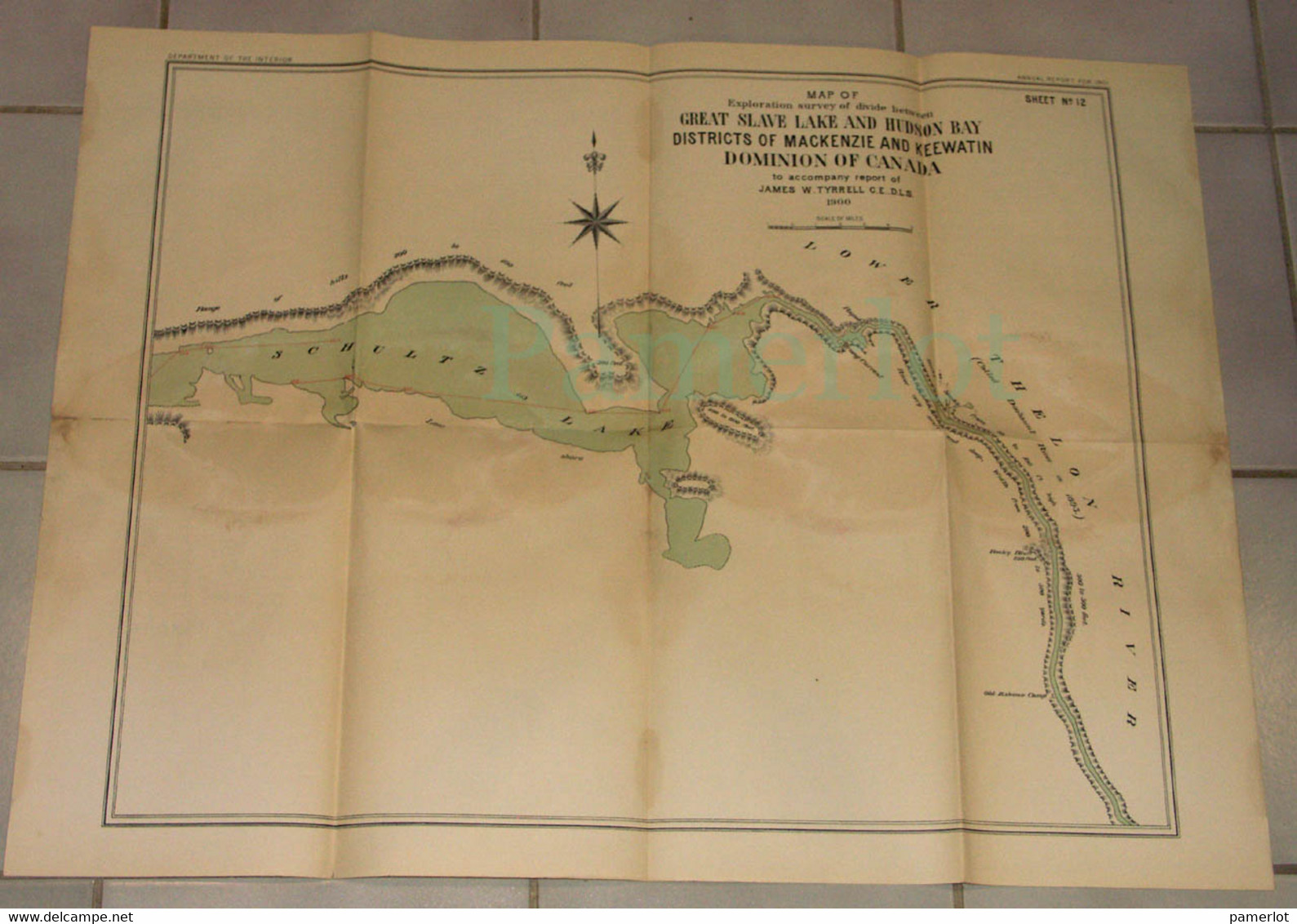 Carte Minière 1901- Exploration Survey No12, Great Slave Lake And Hudson Bay, Makenzie & Keewatin, 60.5 X 45.5 Cm - Autres & Non Classés