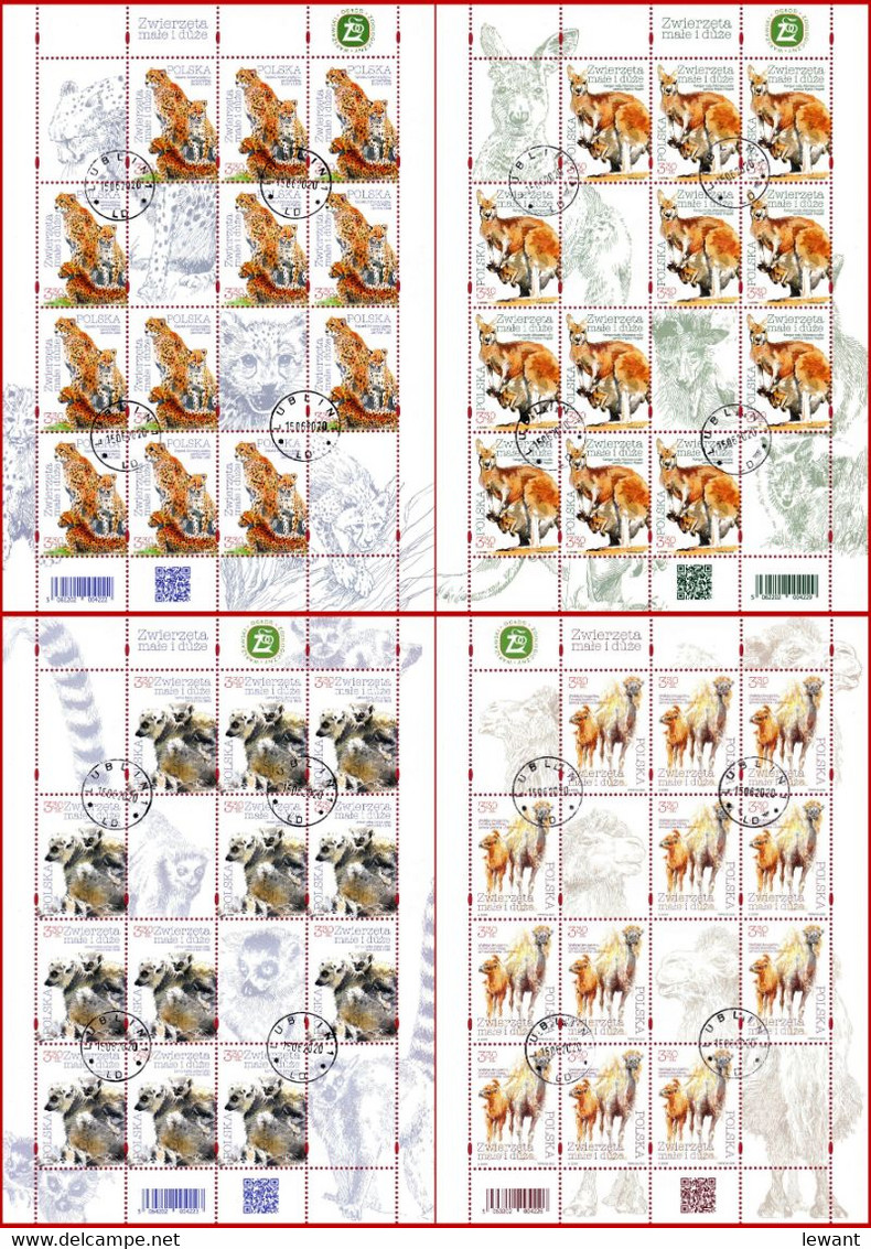 M 2020.06.15. Small And Large Animals - Used Sheet - Used Stamps