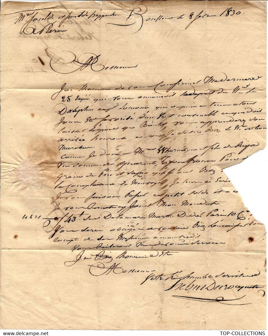 RARE ENTETE LETTRE HEBERT DE ROQUETTE HONFLEUR à MM. B.L.FOULD & FOULD OPPENHEIM BANQUIERS PARIS 1830 B.E - Autres & Non Classés