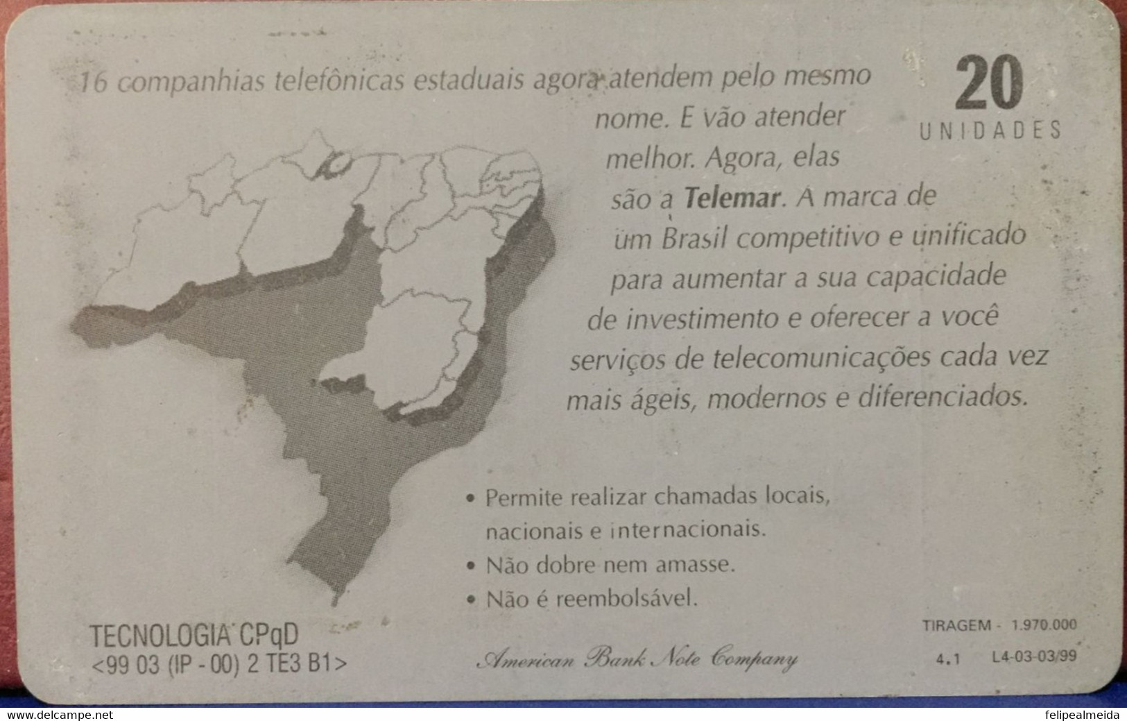 Phone Card Manufactured By Telemar In 1999 - Telemar A Voz Do Nosso Brasil - Opérateurs Télécom