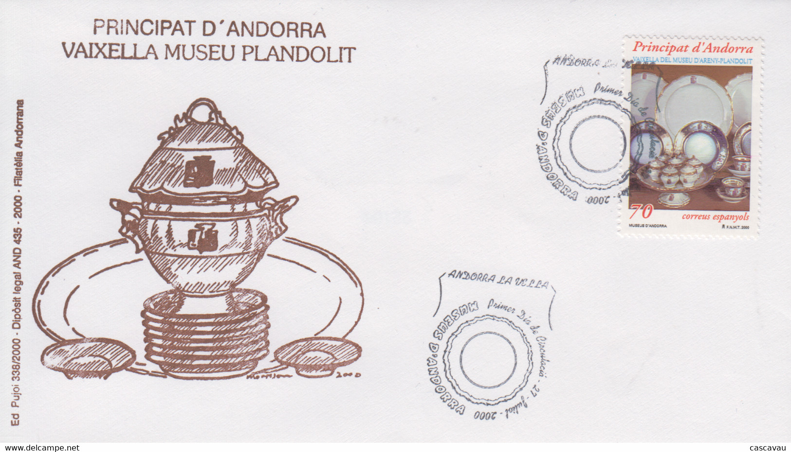 Enveloppe  FDC  1er   Jour    ANDORRA    Vaisselle     Musée  D' ANDORRE    2000 - Andere & Zonder Classificatie