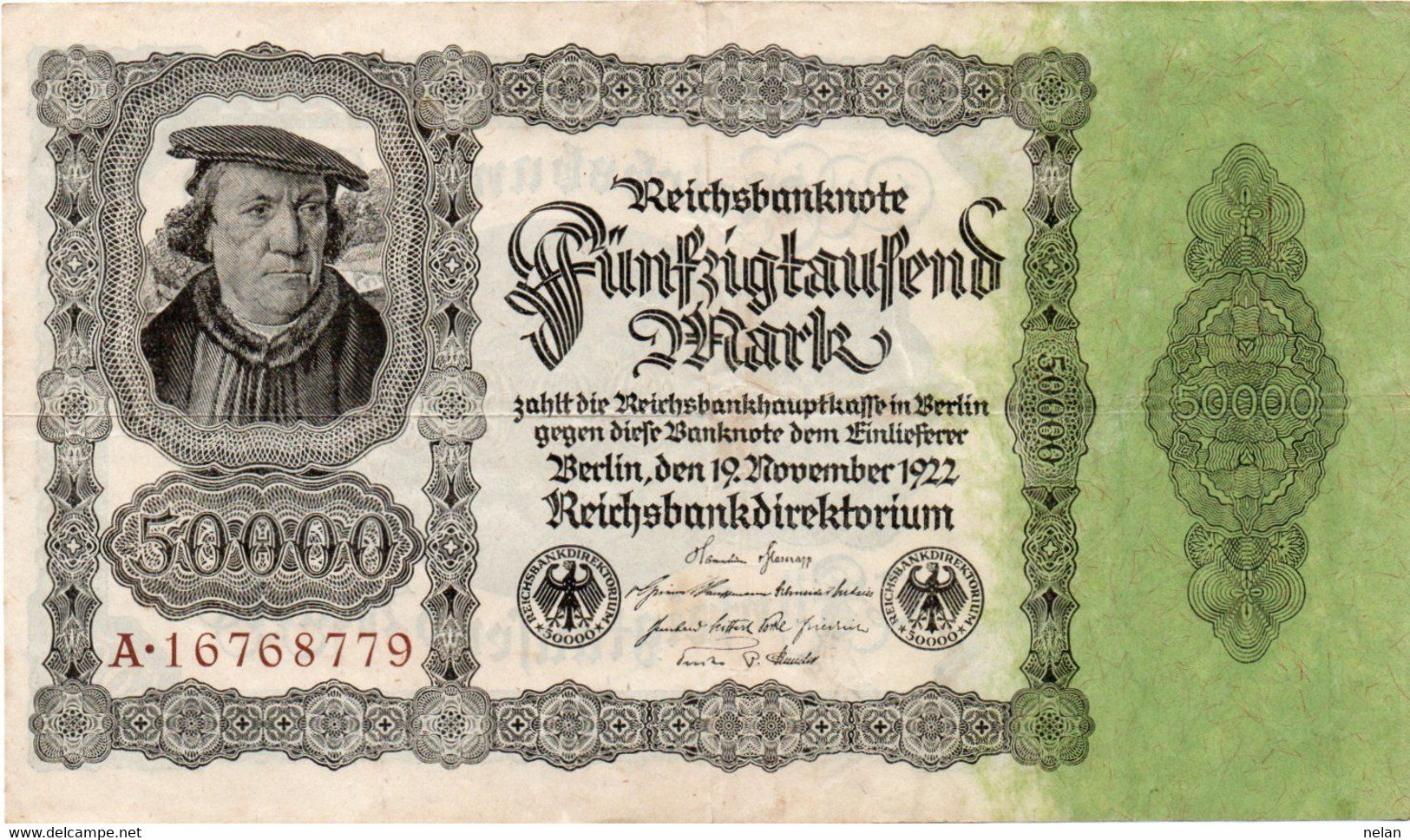 GERMANY- 50000 MARK 1922 -  Wor:P-79/1, Ros:R-79a - Xf - 50000 Mark