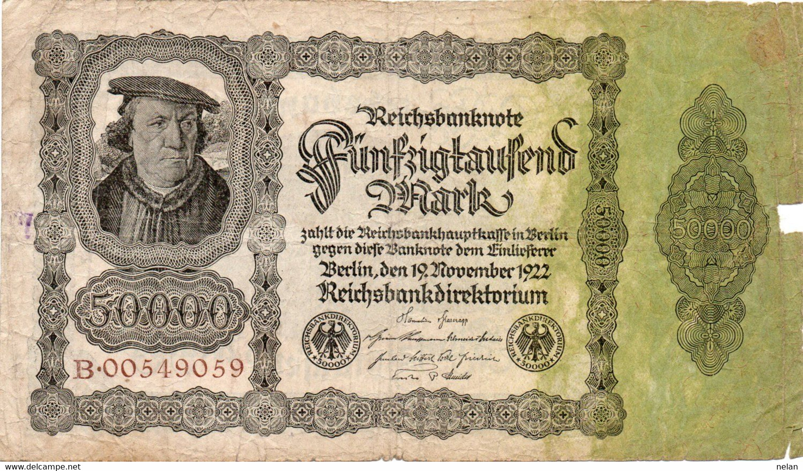 GERMANY- 50000 MARK 1922 -  Wor:P-79/1, Ros:R-79a - 50000 Mark