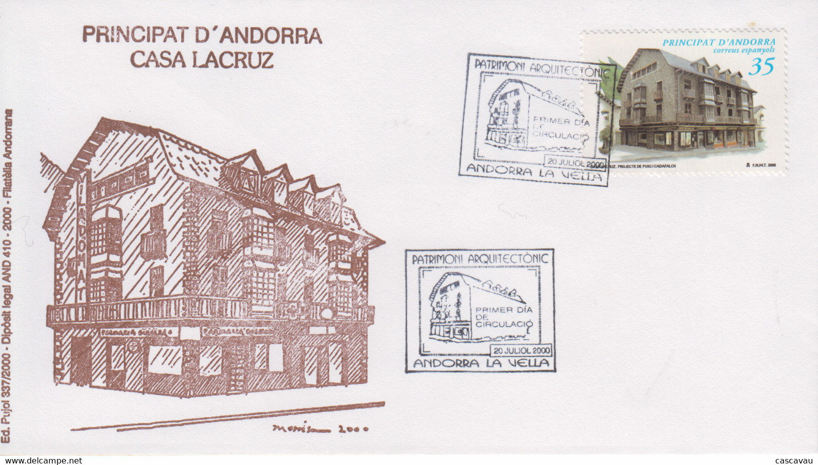 Enveloppe  FDC  1er   Jour    ANDORRA    Patrimoine  Architectural     Maison   Architectural    2000 - Otros & Sin Clasificación